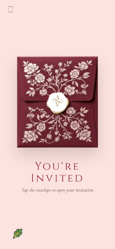 Blush Floral Envelope Wedding Invitation