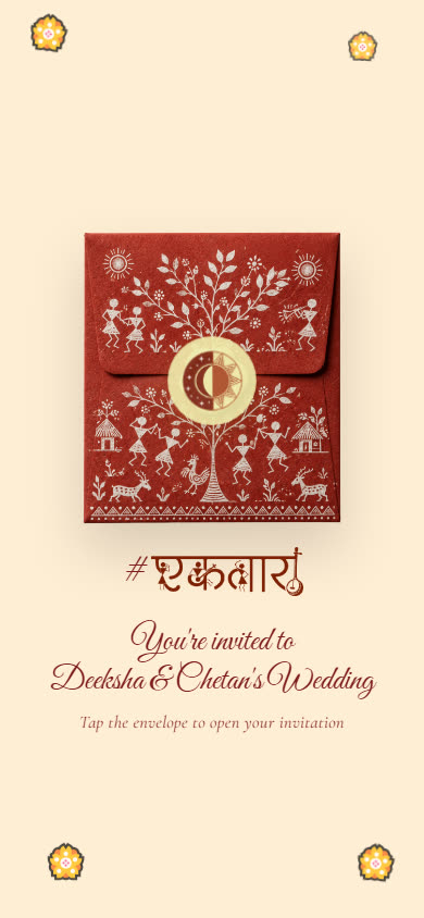 Warli Art Envelope Wedding Invitation