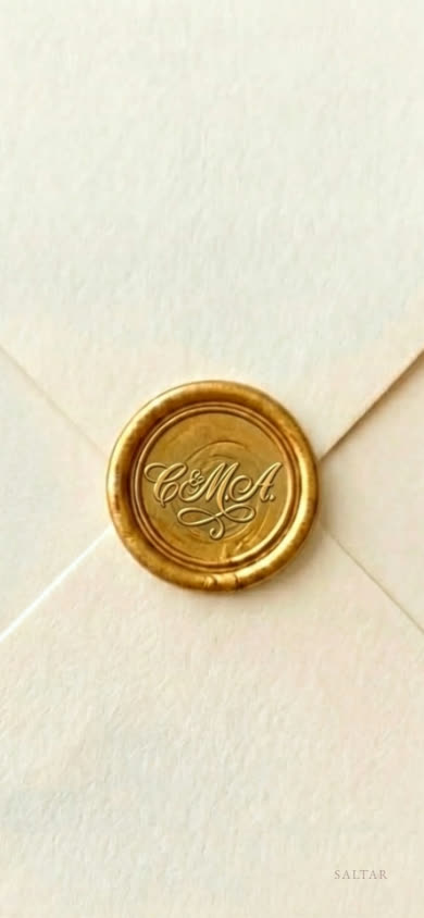 Floral Gold Seal Wedding Invitation