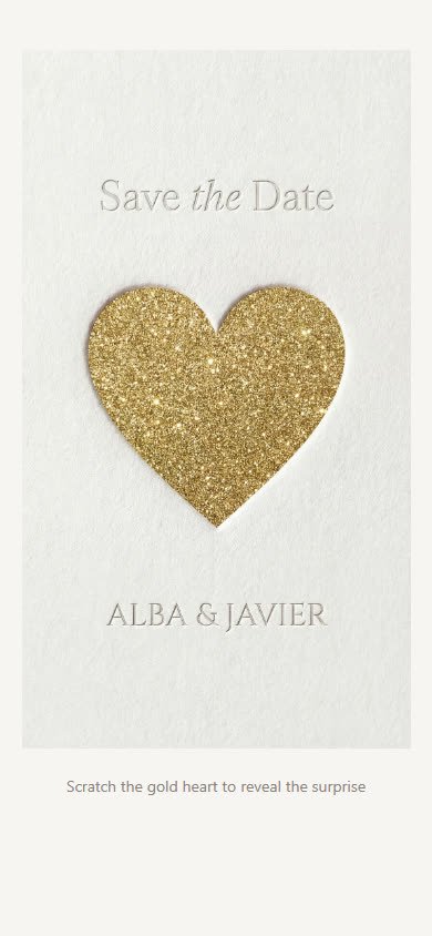 Gold Heart Scratch Save the Date