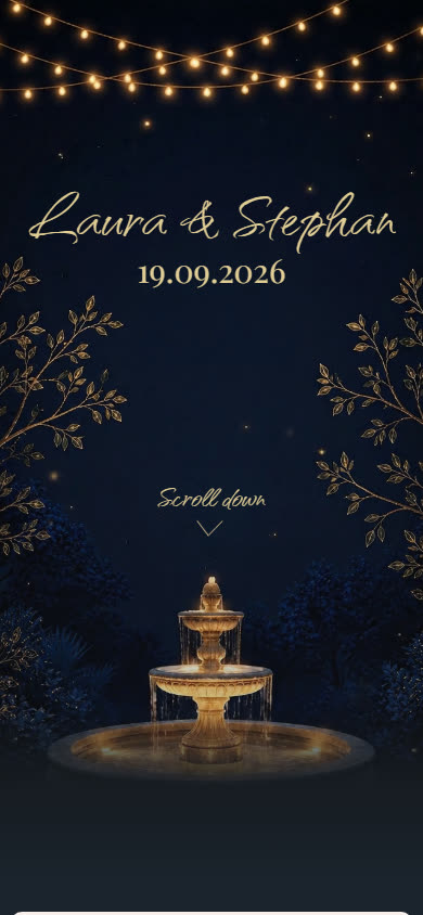 Starry Fountain Wedding Invitation
